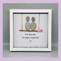 Wedding Anniversary Pebble Art Gift Frame For Wife Or Husband, Anniversary Keepsake Present Partner - thumbnail 1