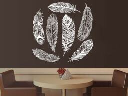 Feather Wall Decals Amulets Vinyl Sticker Boho Bedding Dream Catcher Decal Home Decor Bedroom Bohemian Stiskers Art Mural Ms759 - thumbnail 1