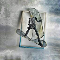 Windsurfing Surf Wall Hanging Surfing Boyfriend Gift Climber Figurine Wire Sculpture Energetic Sculpture Sport Navy Sea Beach Framed Decor - thumbnail 4
