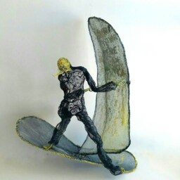 Windsurfing Surf Wall Hanging Surfing Boyfriend Gift Climber Figurine Wire Sculpture Energetic Sculpture Sport Navy Sea Beach Framed Decor - thumbnail 3
