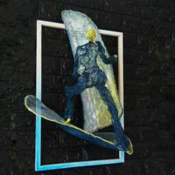 Windsurfing Surf Wall Hanging Surfing Boyfriend Gift Climber Figurine Wire Sculpture Energetic Sculpture Sport Navy Sea Beach Framed Decor - thumbnail 1
