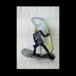 Windsurfing Surf Wall Hanging Surfing Boyfriend Gift Climber Figurine Wire Sculpture Energetic Sculpture Sport Navy Sea Beach Framed Decor - thumbnail 2