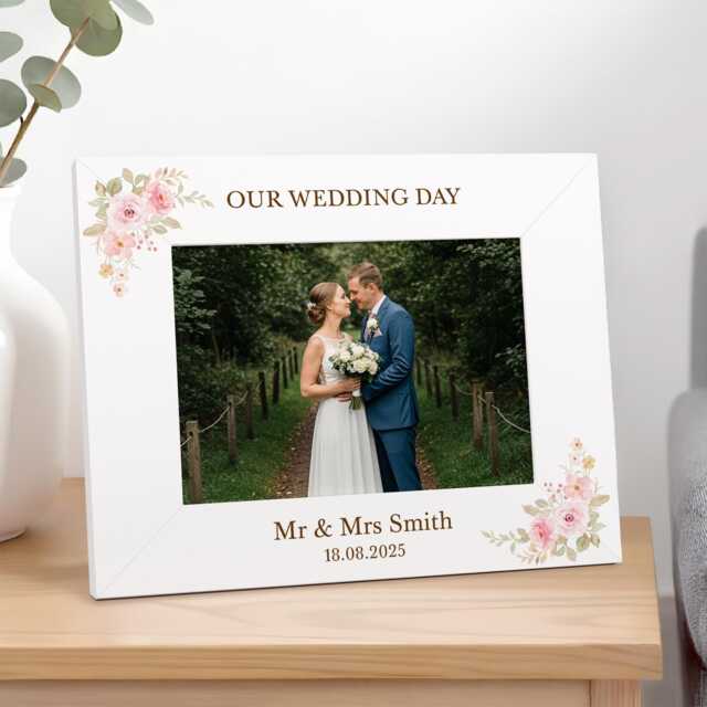 Personalised Wedding Photo Gifts, Frame 6x4 7x5, Gifts For Bride & Groom, & Mementos, Printed White - image 1