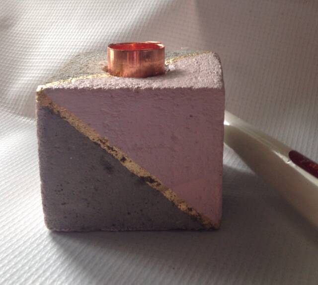 Concrete Cube Candlestick Holder, Modern Decor, Contemporary Indusyrial Candle Holders, Guilded Concrete, Square Cement - image 1