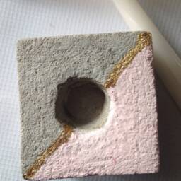 Concrete Cube Candlestick Holder, Modern Decor, Contemporary Indusyrial Candle Holders, Guilded Concrete, Square Cement - thumbnail 3