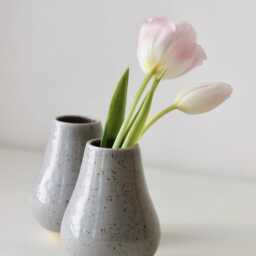 Handmade Ceramic Bud Vase - Grey Small Flower Modern Minimalist Home Decor Air Plant Holder Mini - thumbnail 3