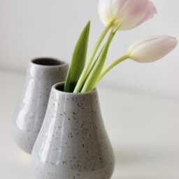 Handmade Ceramic Bud Vase - Grey Small Flower Modern Minimalist Home Decor Air Plant Holder Mini - thumbnail 2