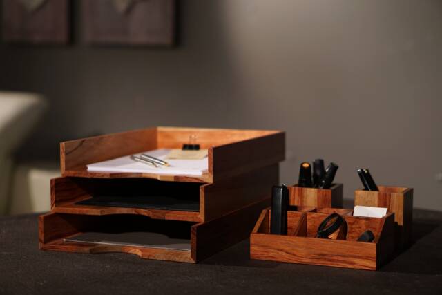 "Rosewood Office Organizer Set " - image 1
