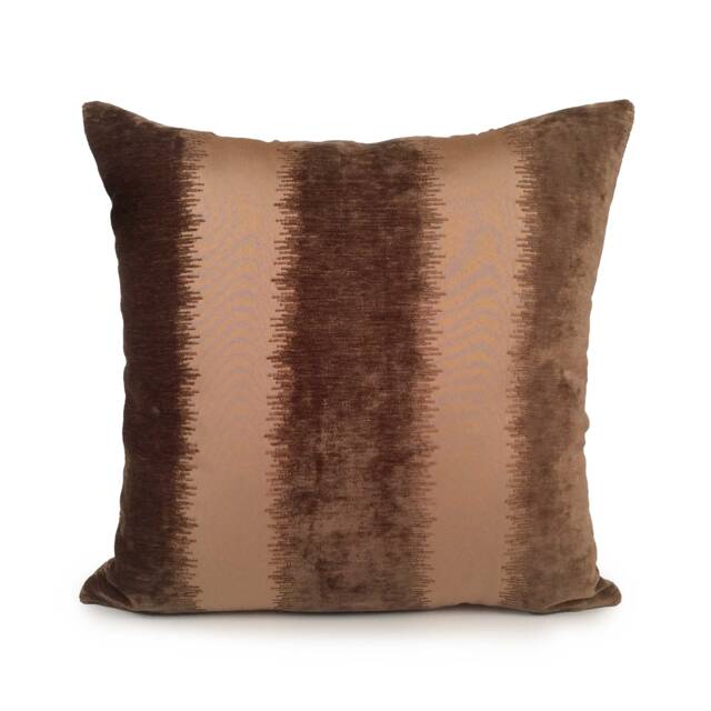 Dark Tan Pillow, Throw Pillow Cover, Decorative Pillowcase, Accent Cotton Blend, Chocolate Brown Velour Embroidery - image 1