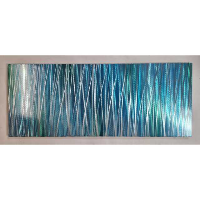 Modern, Abstract, Contemporary Metal Wall Art, Sculpture, 3D Effect, By R Toomer Art. Titled Entice. Teal Green & Silver - image 1