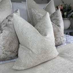 Elegant Cream Cushion Cover, Luxury Designer Pillow Cover For Throw Bed, Herringbone Design Bella - New Home Gift