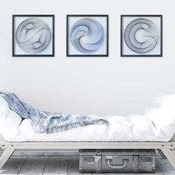 Pastel Blue String Art - Abstract Framed Geometry, Zen Wall Decor - thumbnail 2
