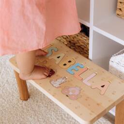 Personalized Children's Step Stool Name Puzzle Bench Gifts For Kids 1 2 Year Old Gift Baby Girl Baptism First Christmas - thumbnail 1