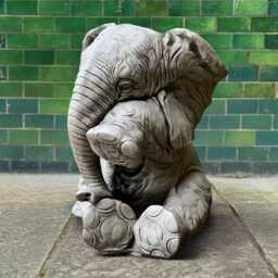 Massive Elephant Statue Concrete Sculpture Cement Animal Figurine Outdoor Garden & Home Ornament Front Door Decoration Lover Gift - thumbnail 3