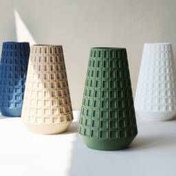 Modern Geometric Dark Green 3D Printed Vase - Unique Decor For Dry Flowers - thumbnail 2
