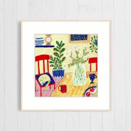 Art Print Cat With Daisies Art Print, Wall Decor, Illustration Print Art, Still Life Gouache - thumbnail 2