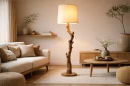 Wooden Floor Lamp Rustic Oak For Living Room