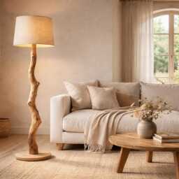 Wooden Floor Lamp Rustic Oak For Living Room - thumbnail 2