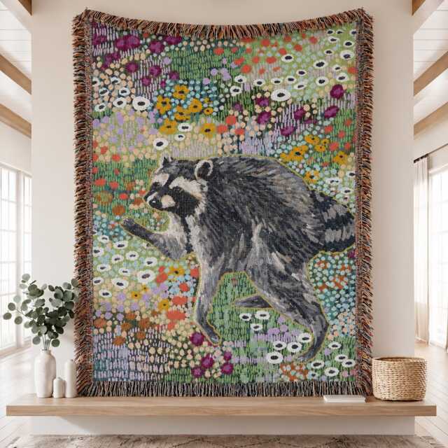 Custom Jimothy Raccoon Woven Blanket, Viral Seattle Funny Short Spine Wildlife Blanket - image 1