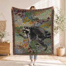 Custom Jimothy Raccoon Woven Blanket, Viral Seattle Funny Short Spine Wildlife Blanket - thumbnail 3