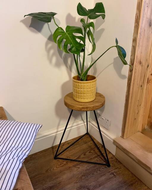 Rustic Prism Plant Stand Reclaimed Wood Side Table - image 1