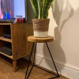 Rustic Prism Plant Stand Reclaimed Wood Side Table - thumbnail 2