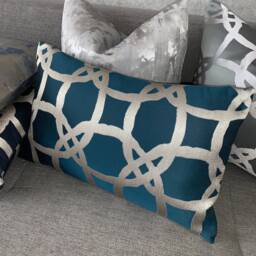 Teal Geometric Cushion Cover Designer Throw Pillow, All Sizes - thumbnail 3