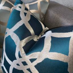 Teal Geometric Cushion Cover Designer Throw Pillow, All Sizes - thumbnail 2