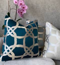 Teal Geometric Cushion Cover Designer Throw Pillow, All Sizes