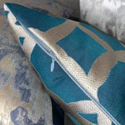 Teal Geometric Cushion Cover Designer Throw Pillow, All Sizes - thumbnail 4
