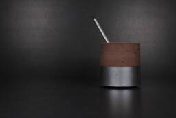 Silver Concrete Pen Holder, Luxury Metallic Desktop Organizer, Modern Office Decor - Eightpluse Studio - thumbnail 1
