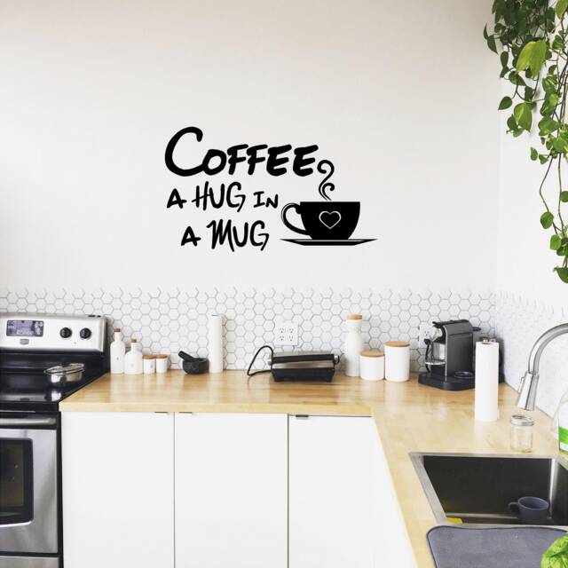 Coffee A Hug in Mug Vinyl Wall Decal Kitchen Decor - image 1