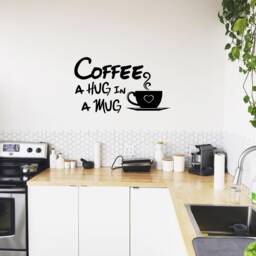 Coffee A Hug in Mug Vinyl Wall Decal Kitchen Decor - thumbnail 1