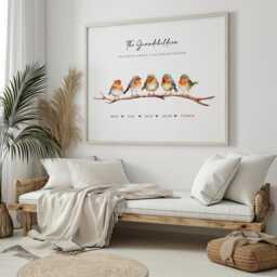 Personalised Robin Family Portrait, Custom Watercolour Bird Print - thumbnail 2