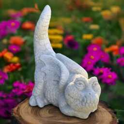 Stone Dragon Figurine Cement Sculpture Outdoor Animal Statue Garden Wildlife Ornament Decoration Dragon Lover Gift - thumbnail 1