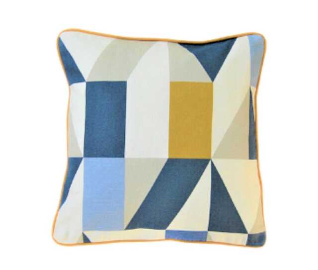 Cushion Cover, Scion Nuevo, Blue, Mustard Yellow & Light Grey Cotton, Scandi Geometric Throw Pillow Home Decor - image 1