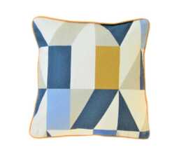 Cushion Cover, Scion Nuevo, Blue, Mustard Yellow & Light Grey Cotton, Scandi Geometric Throw Pillow Home Decor - thumbnail 1