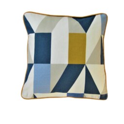 Cushion Cover, Scion Nuevo, Blue, Mustard Yellow & Light Grey Cotton, Scandi Geometric Throw Pillow Home Decor - thumbnail 2