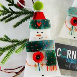 Beautiful Fused Glass Snowman With Poppy Decoration - Fused Christmas Decoration, Snowman Cornish Glass - thumbnail 3