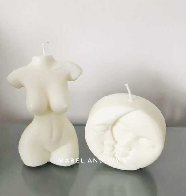 Luna Moon & Voluptuous Female Woman Body Torso Candles Sculpture Handmade Home Decor Fragranced - image 1