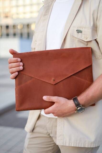 Leather File Folder Portfolio For Men Engraved Women Macbook Leather Case - image 1
