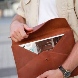 Leather File Folder Portfolio For Men Engraved Women Macbook Leather Case - thumbnail 2