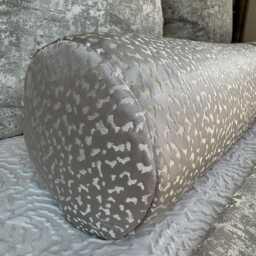 "Silver Bed Cushion, Luxury Accent Pillow For Or Sofa , Cylinder Cushion 16"" X 6" - thumbnail 3