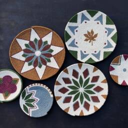 Handpainted African Wall Basket Set, Boho Decor - Set Of 6 - thumbnail 4