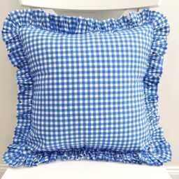 Bohemian Linen Gingham Pillow Cover Frill Edge Accent - thumbnail 1