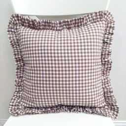 Bohemian Linen Gingham Pillow Cover Frill Edge Accent - thumbnail 2