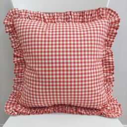 Bohemian Linen Gingham Pillow Cover Frill Edge Accent - thumbnail 3