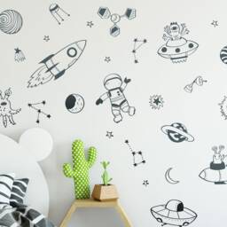 Space Doodles Wall Sticker Pack, Stickers, Rocket Stickers For Walls, Themed Room - thumbnail 2