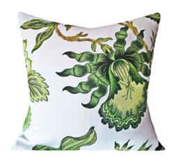 Schumacher Hothouse Flowers Pillow Cover - Verdance Green Linen Floral Throw - thumbnail 1