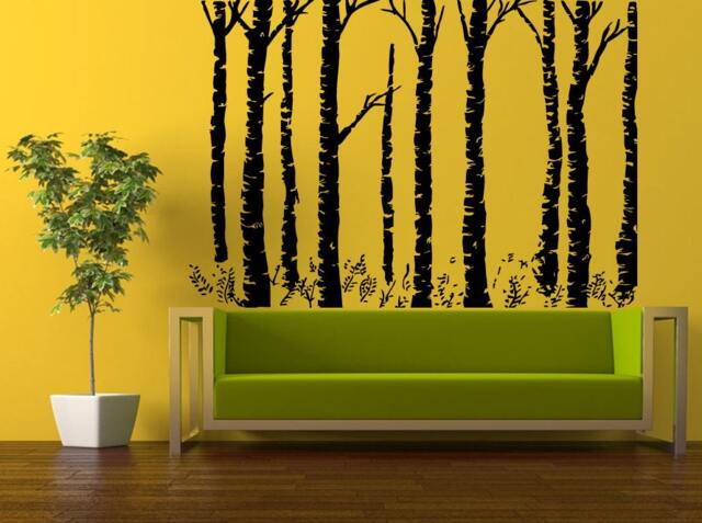 Wall Decal Vinyl Sticker Decals Peal & Stick Cheap Decor Art Birch Tree Trees Leaves Floral Nature Big Huge L405 - image 1